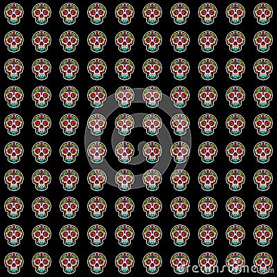 Seamless pattern with colorful skulls Stock Photo