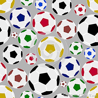 Seamless pattern with colorful soccer, football ball Vector Illustration