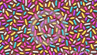 Colorful sprinkles on chocolate background Stock Photo