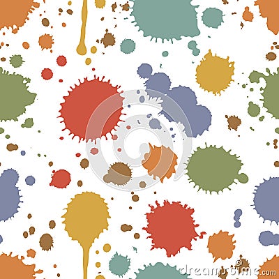 Seamless pattern of colorful stains and splashes Vector Illustration