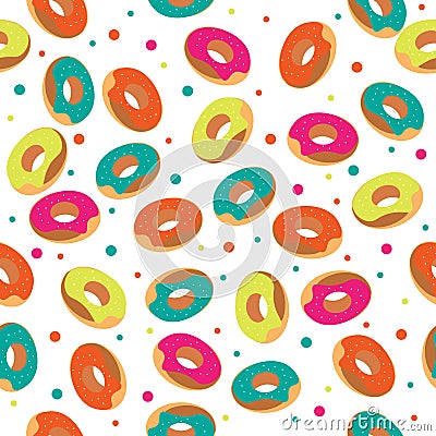 Seamless pattern with colorful tasty donuts Vector Illustration