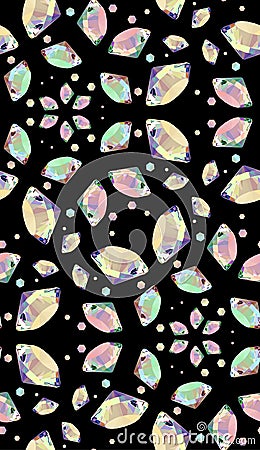 Seamless pattern of colorful vector jewels gemstones and crystal Vector Illustration