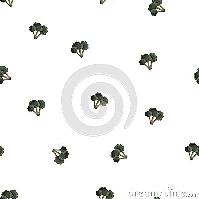 Seamless pattern with colorful vegetables. Hand drawn vector illustration design with broccoli. Natural organic food. Wallpaper Vector Illustration