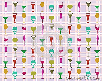 Seamless pattern colorful wine glasses Vector Illustration