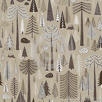 Seamless pattern of coniferous forest Vector Illustration