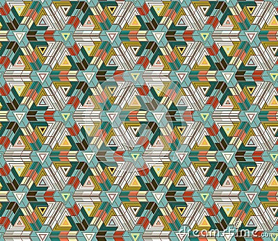 Seamless pattern consisting of geometric elements arranged on a green background Vector Illustration