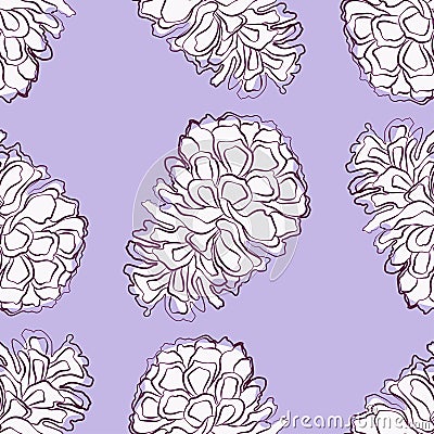 Seamless pattern of contour drawings abstract decorative fir cones Vector Illustration