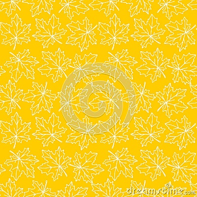 Seamless pattern of contoured maple leaves isolated. Simple vector texture for fabric, invitations, home textiles. Concept of Vector Illustration