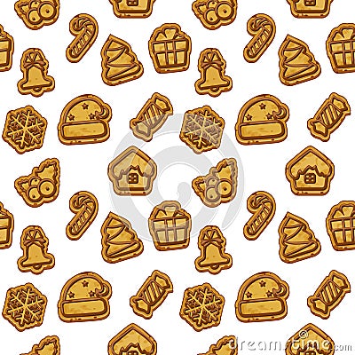 Seamless pattern with Cookies for Christmas. Gingerbread pattern. Vector illustration Vector Illustration