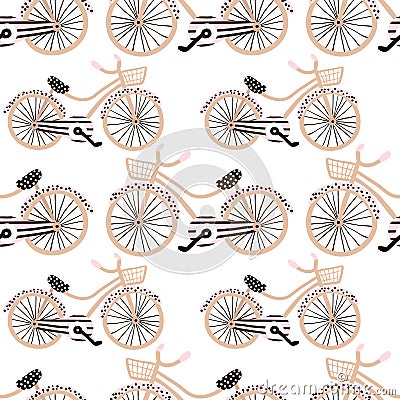 Seamless pattern with creative bicycle.Great for fabric, textile Vector Illustration Stock Photo