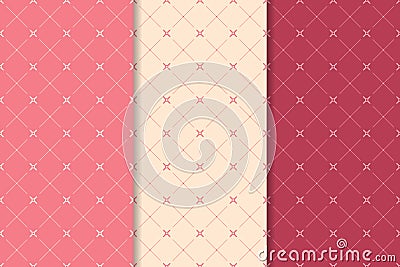 Seamless pattern with cross elements. Red background Vector Illustration