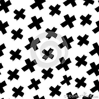 Seamless pattern with cross. Hand drawn abstract objects. Graphic background for textile print, wrapping paper, wallpaper, web Stock Photo