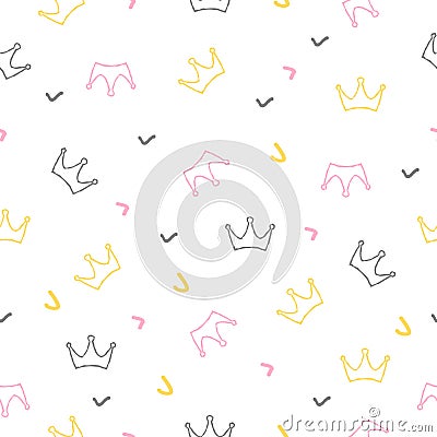 Seamless pattern crowns white background. Vector luxury illustration. Vector Illustration