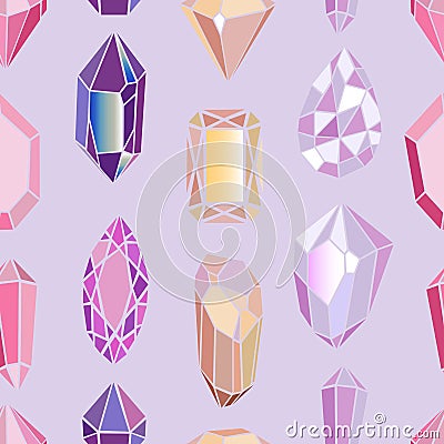 Seamless pattern crystals and minerals Vector Illustration