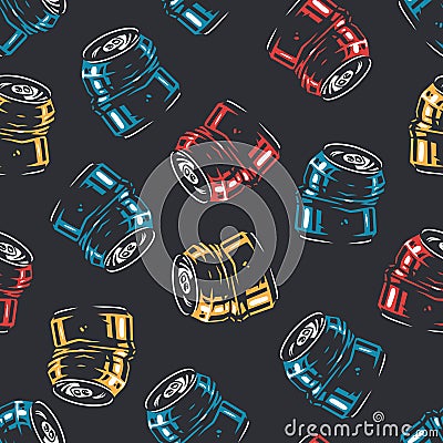 Pattern with curved metal can for beer design Vector Illustration