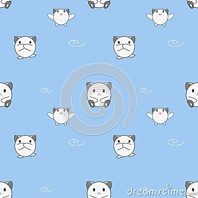 Seamless pattern, cute baby animals on blue background, vector illustration Vector Illustration