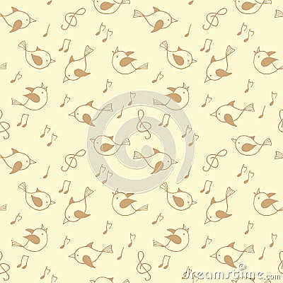 Seamless pattern with cute birds. Vector Illustration