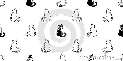 Seamless pattern with cute black and white cats. Texture for wallpapers, stationery, fabric, wrap, web page backgrounds, vector il Vector Illustration