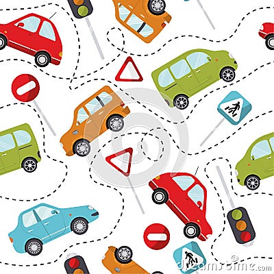 Seamless car cartoon pattern vector illustration Vector Illustration