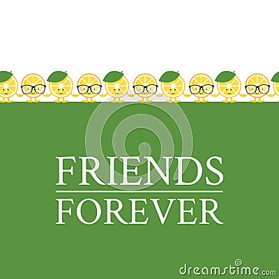 Seamless pattern with cute cartoon lemon holding hands. Background for different design. Refer a friend Vector Illustration