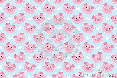 Seamless pattern with cute cartoon piglets Cartoon Illustration