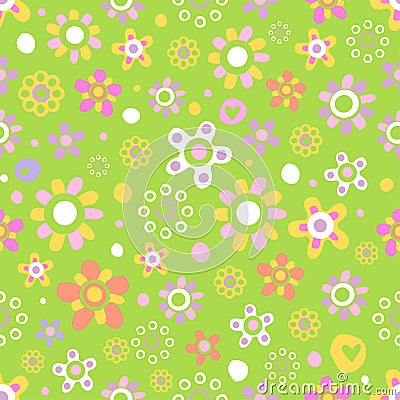 Seamless pattern with cute flowers. Vector Illustration