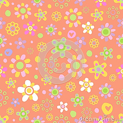 Seamless pattern with cute flowers. Vector Illustration