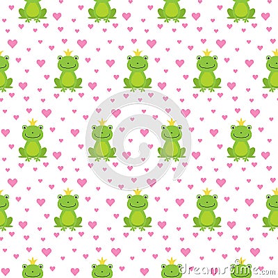 Seamless pattern with cute frogs and crowns vector illustration Vector Illustration