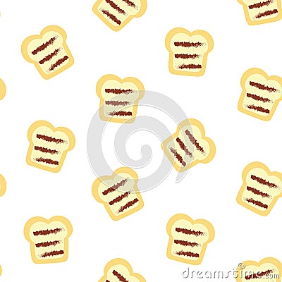 Seamless pattern of cute grill bread on white background.Minimal Vector Illustration