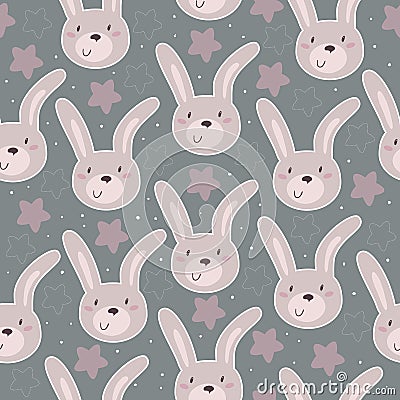 Seamless pattern with cute little bunny. vector illustration Vector Illustration