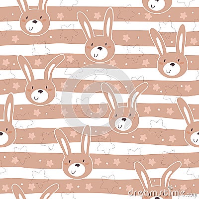 Seamless pattern with cute little bunny. vector illustration Vector Illustration