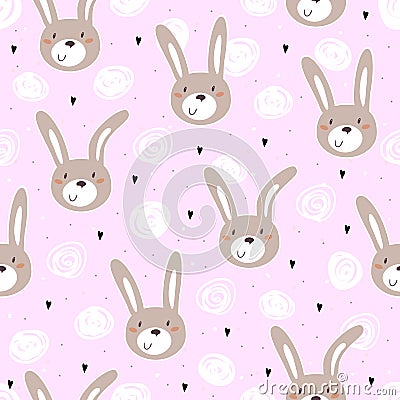 Seamless pattern with cute little bunny. vector illustration Vector Illustration