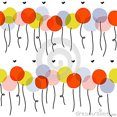 Seamless pattern with cute multicolored balloons. Playful vector design for funny wallpaper or cool packaging Vector Illustration