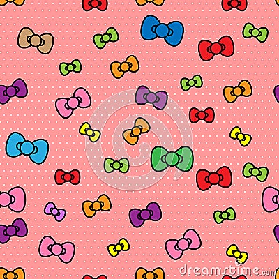 Seamless pattern cute ribbon polkadot background Vector Illustration