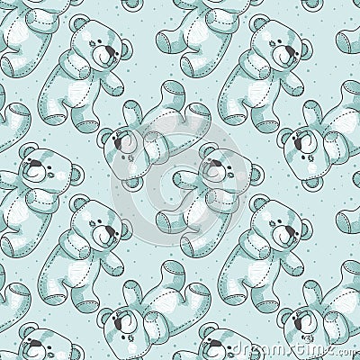 Seamless pattern with cute teddy bears Vector Illustration