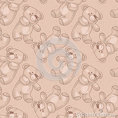 Seamless pattern with cute teddy bears Vector Illustration