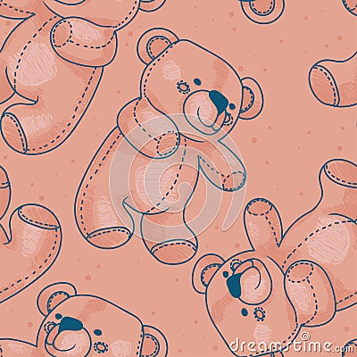 Seamless pattern with cute teddy bears Vector Illustration