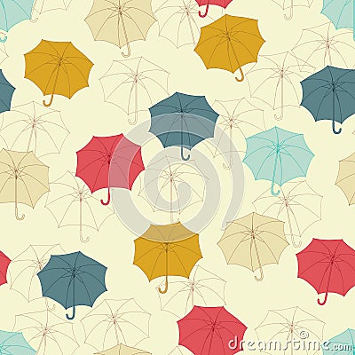 Seamless pattern with cute umbrellas. Vector Vector Illustration