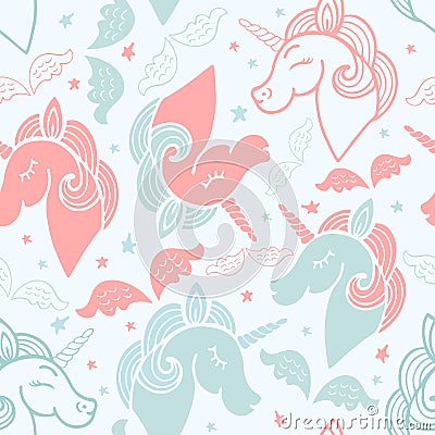 Seamless pattern with cute unicorn Stock Photo