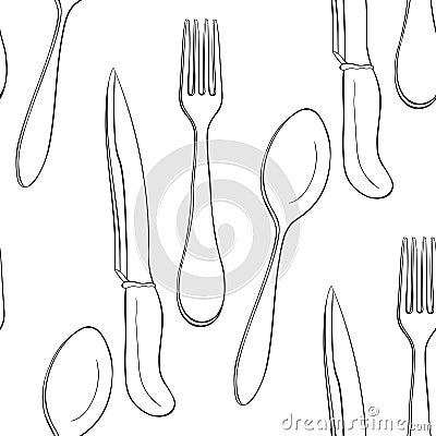 Seamless pattern cutlery spoon fork knife. vector illustration Vector Illustration