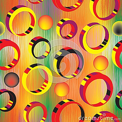 Seamless pattern with 3d colorful rings Vector Illustration
