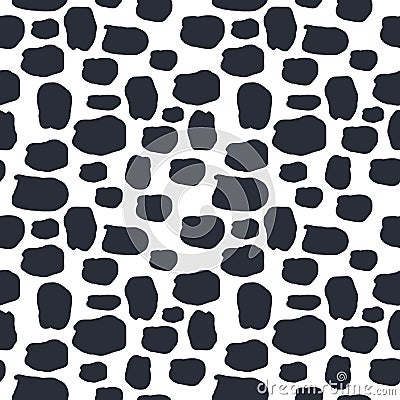 Seamless pattern dalmation and cow skin in black and white background. Animal fur skin texture pattern. Camouflage background Vector Illustration