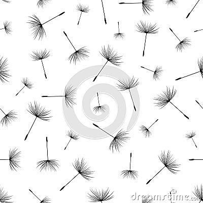 Seamless pattern with dandelion fluff silhouette Vector Illustration