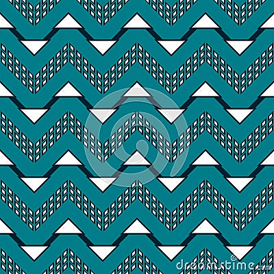 Seamless pattern of dashed and solid zigzag lines with triangles Vector Illustration