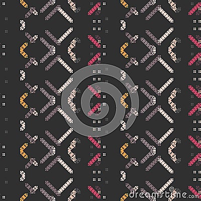 Seamless pattern - decorative embroidery with geometrical drawing. Vector Illustration