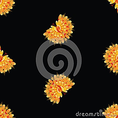 Seamless pattern of decorative fairy firebird Vector Illustration