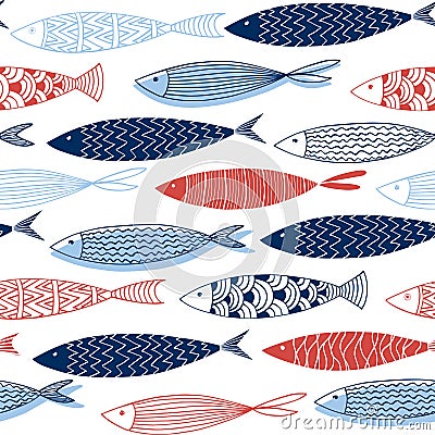 Seamless pattern from decorative fish Vector Illustration