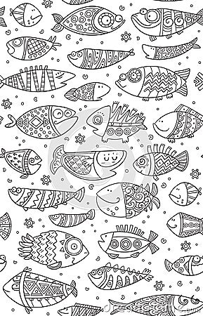Seamless pattern with decorative fish Vector Illustration