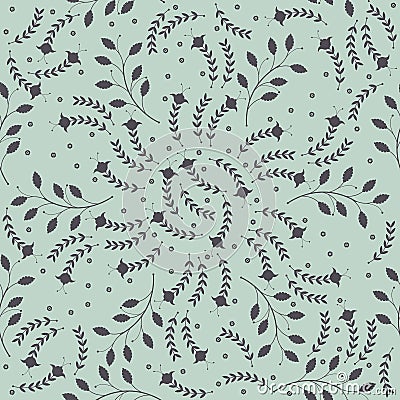 Seamless pattern with decorative floral silhouettes Vector Illustration