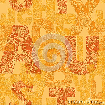 Seamless pattern with decorative letters. Modern vector background Vector Illustration